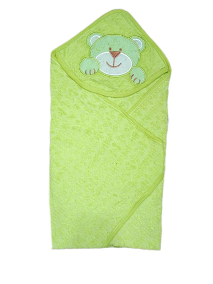 New Born Baby Hooded Wrapping Towel Coloured Dark Green