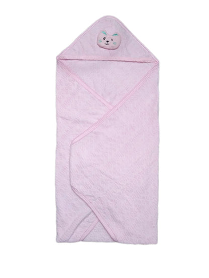 New Born Baby Hooded Wrapping Towel Coloured Pink