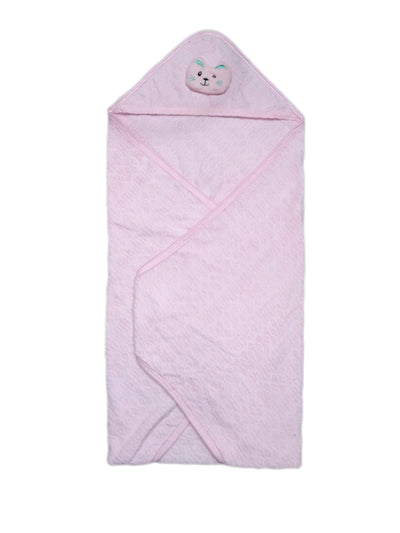 New Born Baby Hooded Wrapping Towel Coloured Pink **