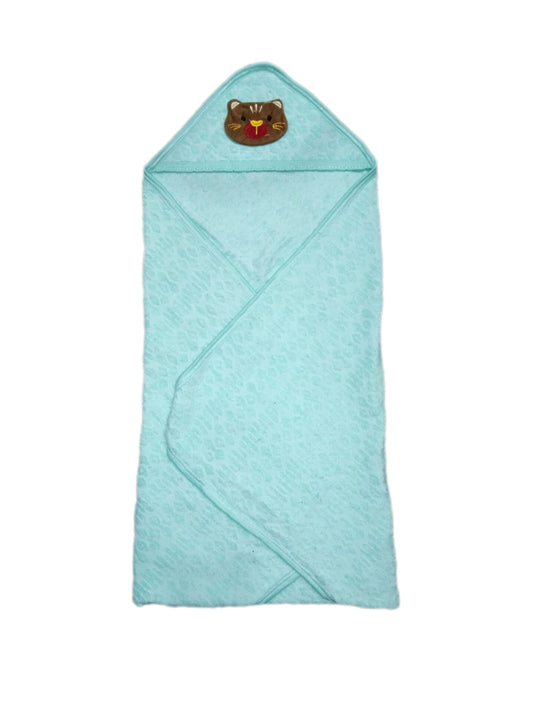 New Born Baby Hooded Wrapping Towel Coloured Blue