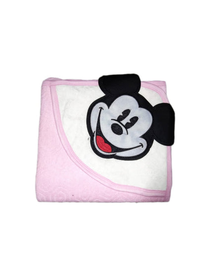 New Born Baby Hooded Wrapping Towel Micky Pink **
