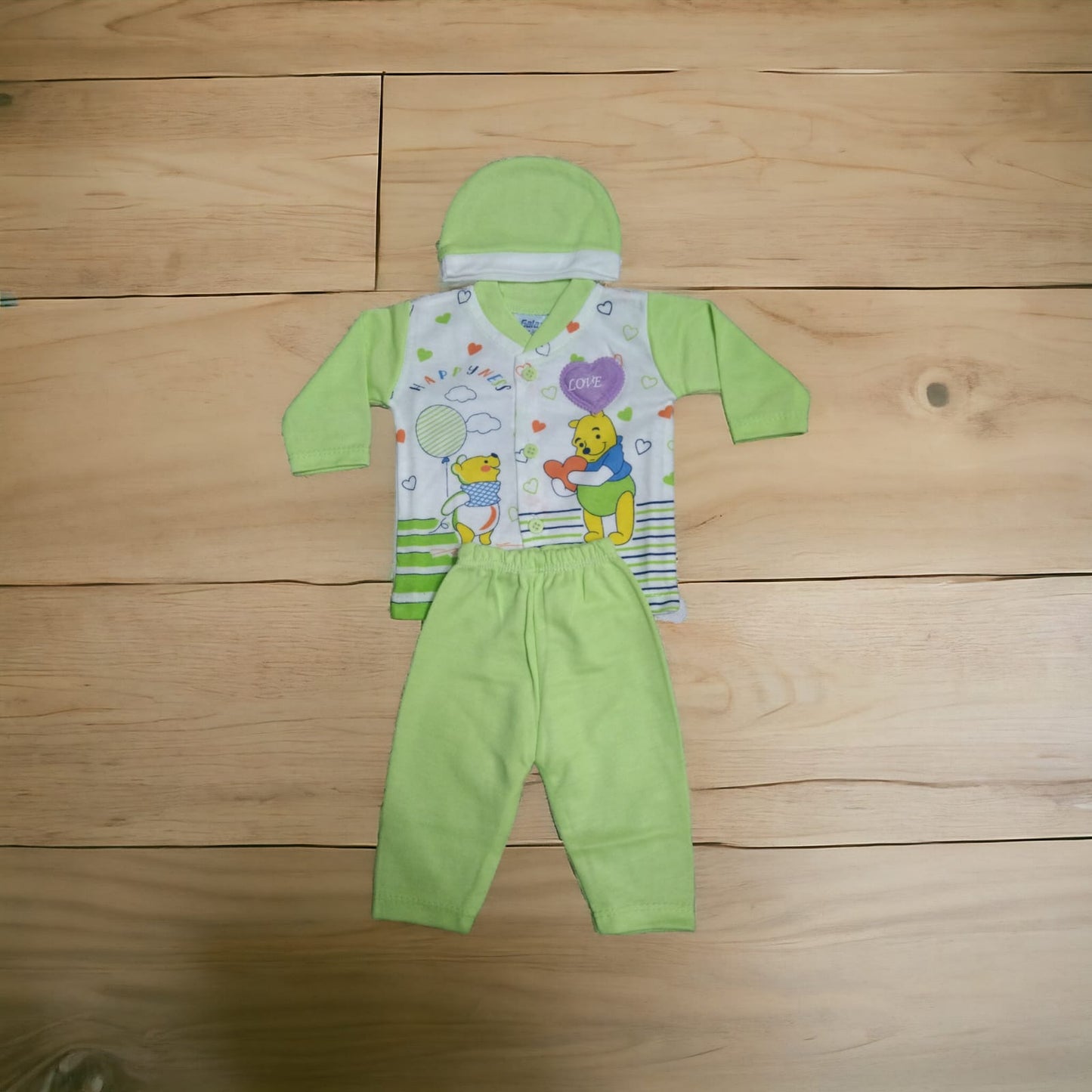 New Born Baby Suit Pooh Green